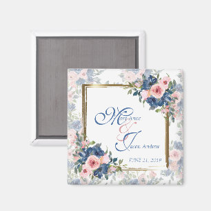 Watercolor Navy & Blush Wedding Magnet
