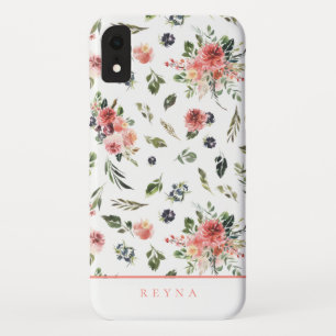 Watercolor Navy Coral Floral Pattern Case-Mate iPhone Case