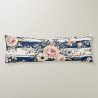 Watercolor Navy Floral Stripe Pattern Design