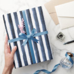 Watercolor navy stripes beach wedding wrapping paper<br><div class="desc">Watercolor navy blue and white stripes pattern,  simple and chic,  Great for beach wedding,  nautical theme wedding,  destination wedding,  summer wedding and coastal living decor.
See all the matching pieces in collection below.</div>