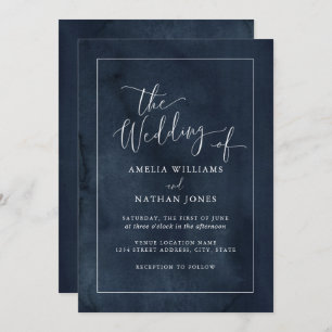 Watercolor Navy The Wedding of Wedding Invitation