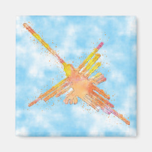 Watercolor Nazca Hummingbird Blue Sky Magnet