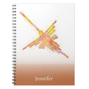 Watercolor Nazca Hummingbird Custom Name Notebook