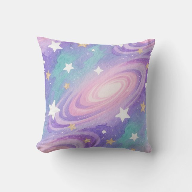 Watercolor Nebula Swirls Pattern design Cushion (Front)