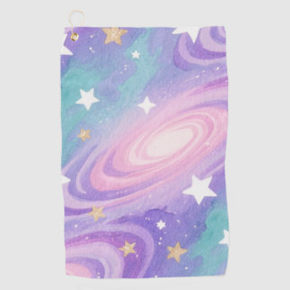 Watercolor Nebula Swirls Pattern design Golf Towel