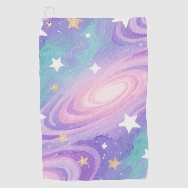 Watercolor Nebula Swirls Pattern design Golf Towel (Front)