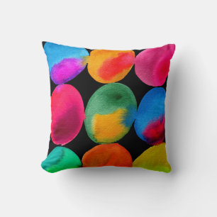 Watercolor neon spots pop art cushion