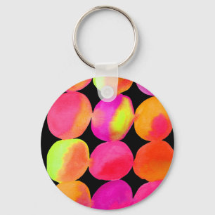 Watercolor neon spots pop art key ring