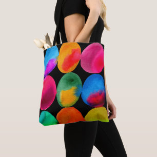 Watercolor neon spots pop art tote bag