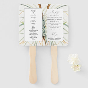Watercolor Neutral Boho Botanical Wedding Program Hand Fan