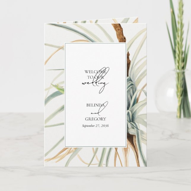Watercolor Neutral Boho Wedding Order of Service Programme (Front)