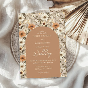 Watercolor neutral colors pale orange ivory floral invitation