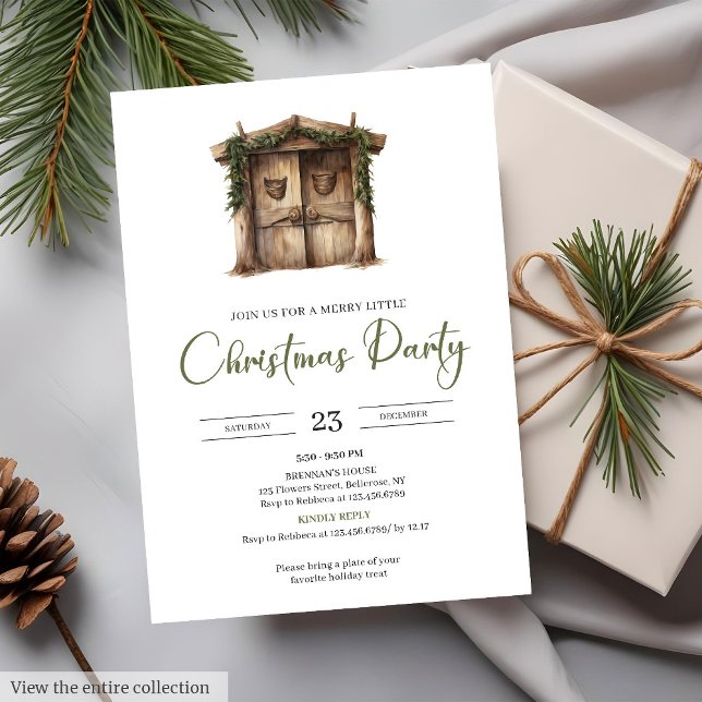 Watercolor Neutral Earthy Cosy Rustic Holiday Xmas Invitation (Watercolor Neutral Earthy Cozy Rustic Holiday Christmas Party)