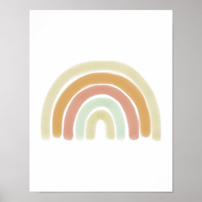 Watercolor Neutral Rainbow Print Poster (Front)