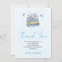 Watercolor New Chapter baby boy shower Thank You
