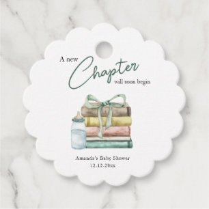 Watercolor New Chapter Baby Shower Favour Tags