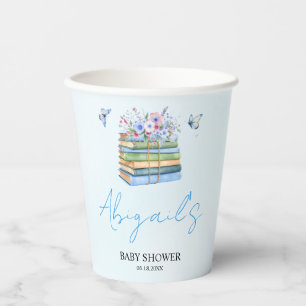 Watercolor New Chapter Begins baby boy shower Paper Cups