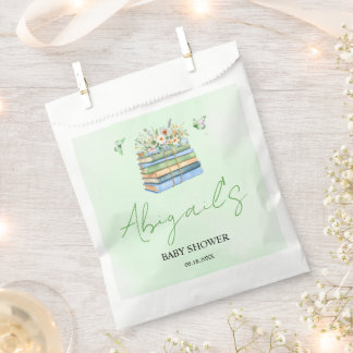 Watercolor New Chapter Begins green baby shower Favour Bags