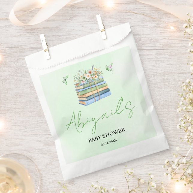 Watercolor New Chapter Begins green baby shower Favour Bags (Clipped)
