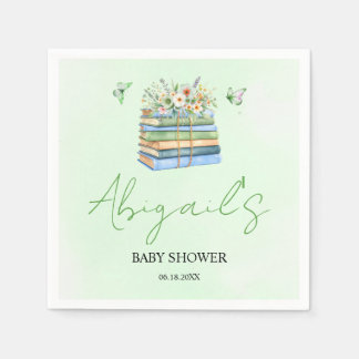 Watercolor New Chapter Begins green baby shower Napkin