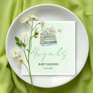 Watercolor New Chapter Begins green baby shower Napkin