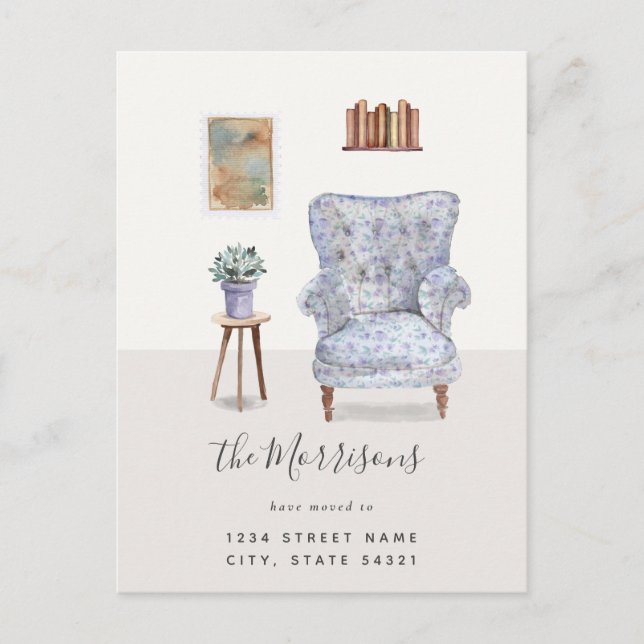 Watercolor New Home Change of Address Postcard (Front)