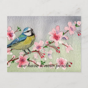 Watercolor New Perch Change of address Announcement Postcard