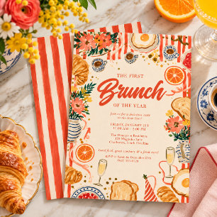 Watercolor New Year's Day Brunch Invitation