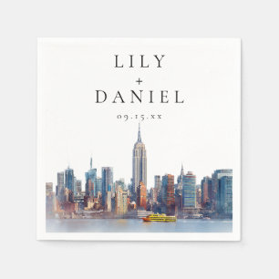 Watercolor New York City Destination Wedding Napkin