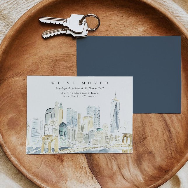Watercolor New York City Skyline Moving Announcement (Watercolor New York City Skyline Moving Announcement)