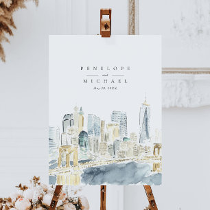 Watercolor New York City Skyline Wedding Poster