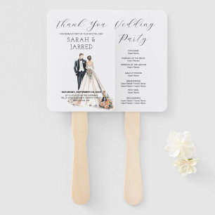 Watercolor Newlyweds Wedding Hand Fan