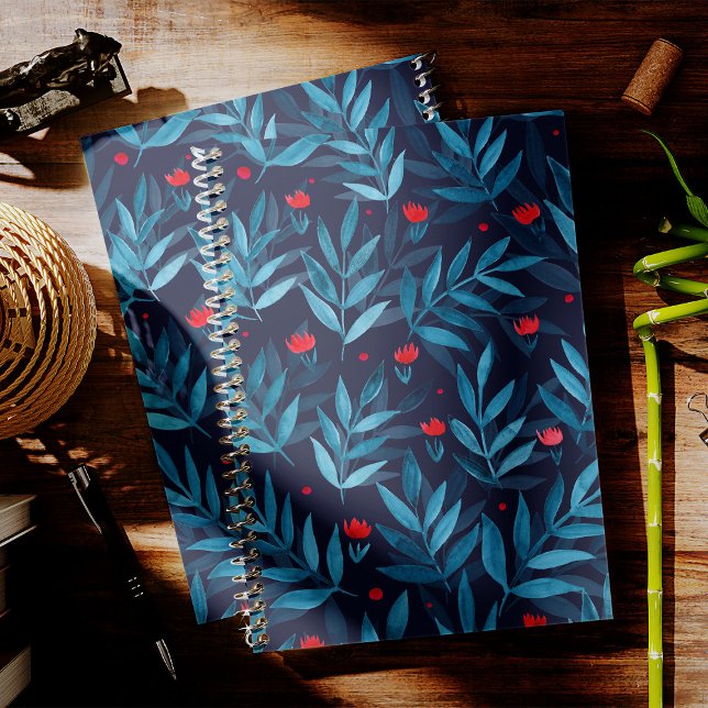 Watercolor night garden - turquoise, blue and red notebook (Creator Uploaded)