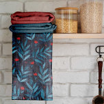 Watercolor night garden - turquoise, blue and red tea towel<br><div class="desc">Watercolor night garden - turquoise,  blue and red. Magical botanical illustration.</div>