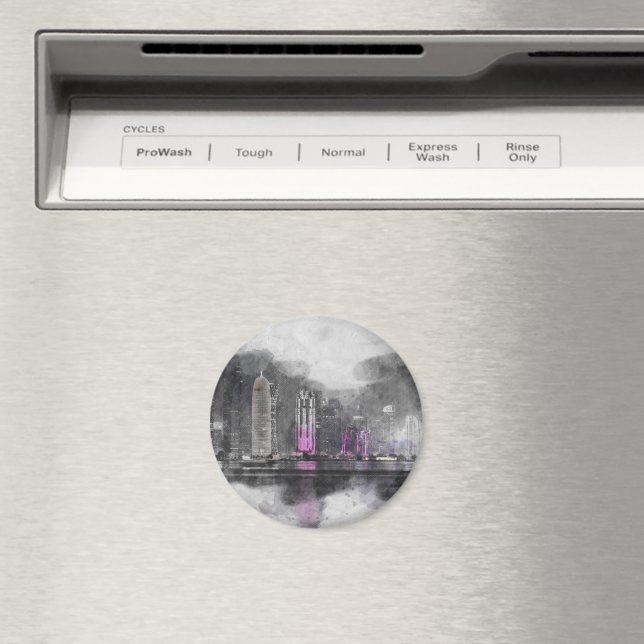 Watercolor night Qatar Magnet (In Situ (Dishwasher))