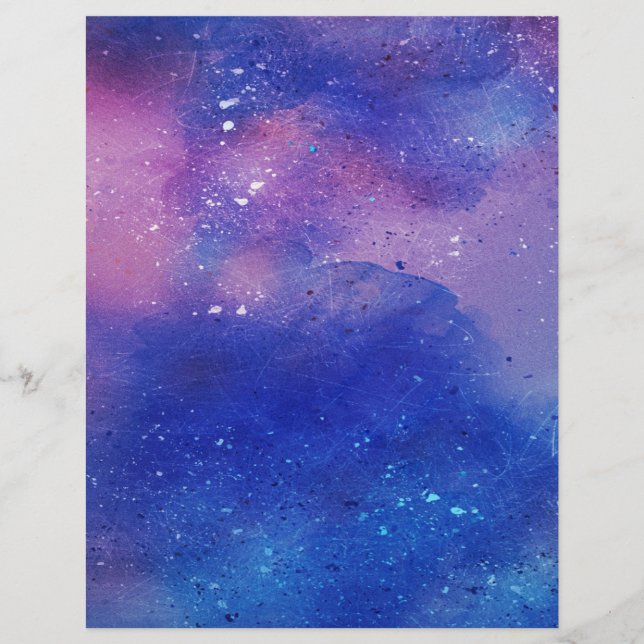 Watercolor Night Sky Scrapbooking Craft Paper (Front)