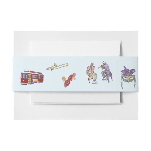 Watercolor Nola Wedding Bellyband  Invitation Belly Band (Front Example)