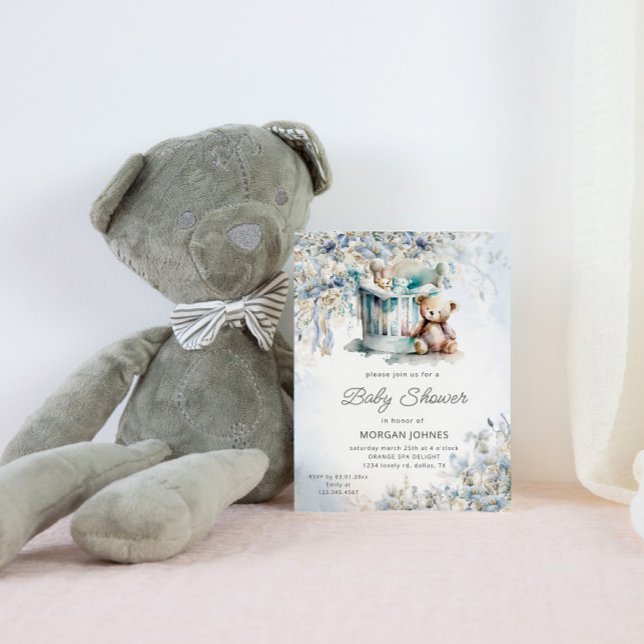 Watercolor Nursery Teddy Bear Baby Shower Invitation (Creator Uploaded)