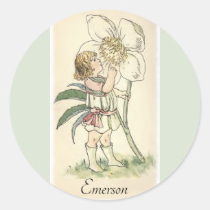Watercolor Nursery Vintage Flower Child Art Classic Round Sticker
