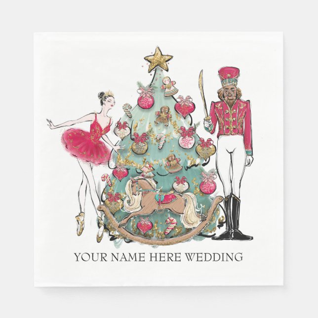 Watercolor Nutcracker Ballet Dancer Napkin (Front)