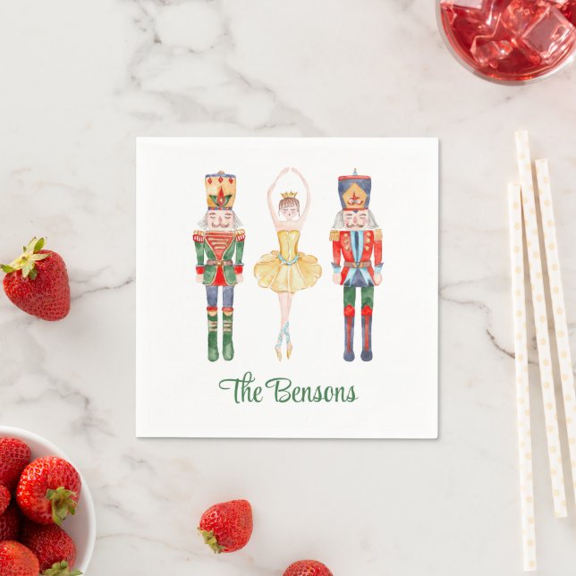 Watercolor Nutcracker Ballet Personalised Napkin (Insitu)