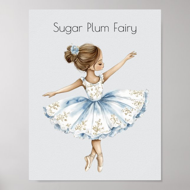 Watercolor Nutcracker Ballet Sugar Plum Fairy Poster (Front)