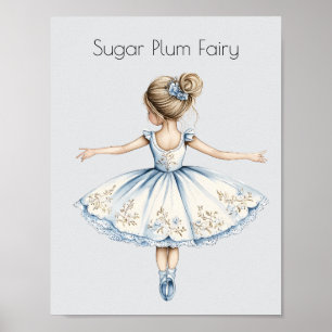 Watercolor Nutcracker Ballet Sugar Plum Fairy Poster