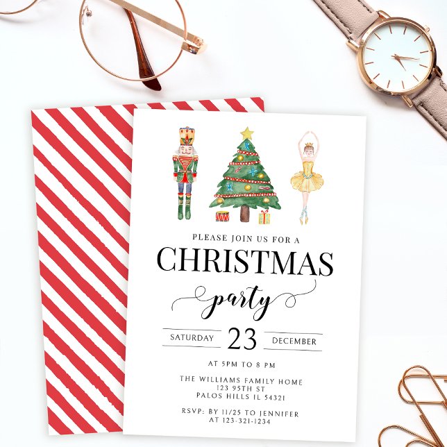 Watercolor nutcracker Christmas party invitation (Creator Uploaded)
