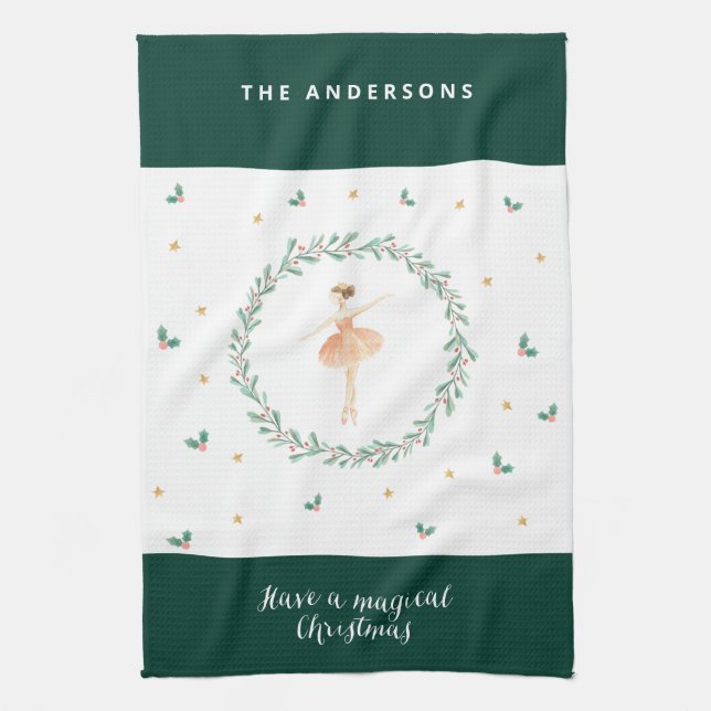 watercolor nutcracker cute family christmas tea towel (Vertical)