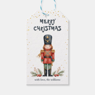 Watercolor Nutcracker Foot Guard Merry Christmas Gift Tags