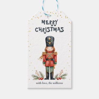 Watercolor Nutcracker Foot Guard Merry Christmas Gift Tags