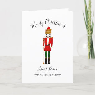 Watercolor Nutcracker Merry Christmas Festive Holiday Card