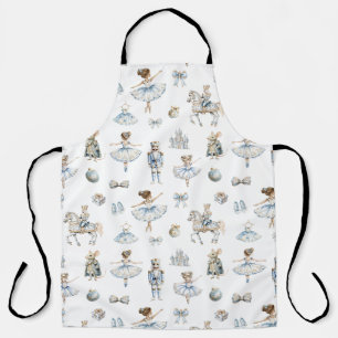Watercolor Nutcracker Pattern Christmas Apron