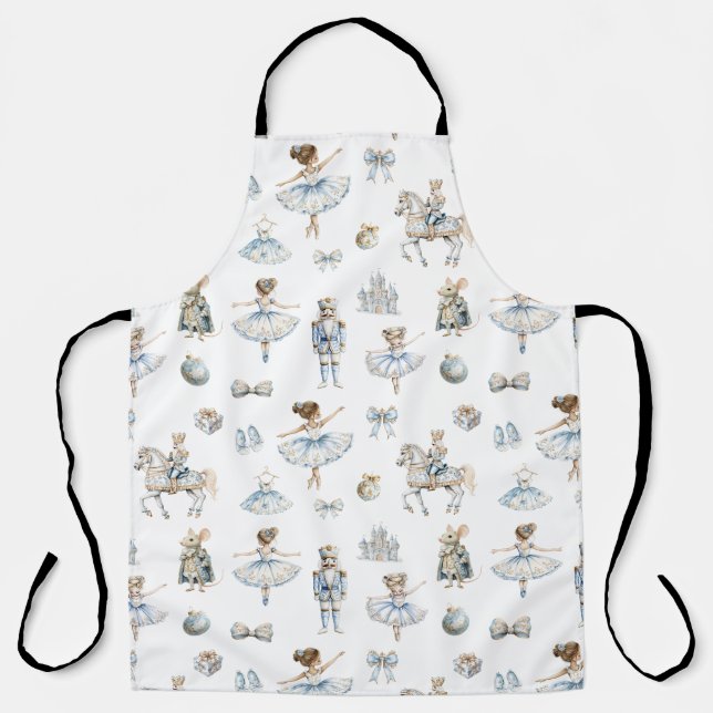 Watercolor Nutcracker Pattern Christmas Apron (Front)